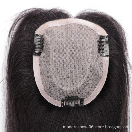 Natural Wave Silk Base Hair Topper,  Remy Human Hair Pieces for Women's Toupee Thin Hair or Scar 10x12cm Hand Tied Size